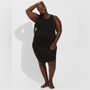 NWT Torrid Light Weight Black Hacci Shirttail Lounge Gown Size 2